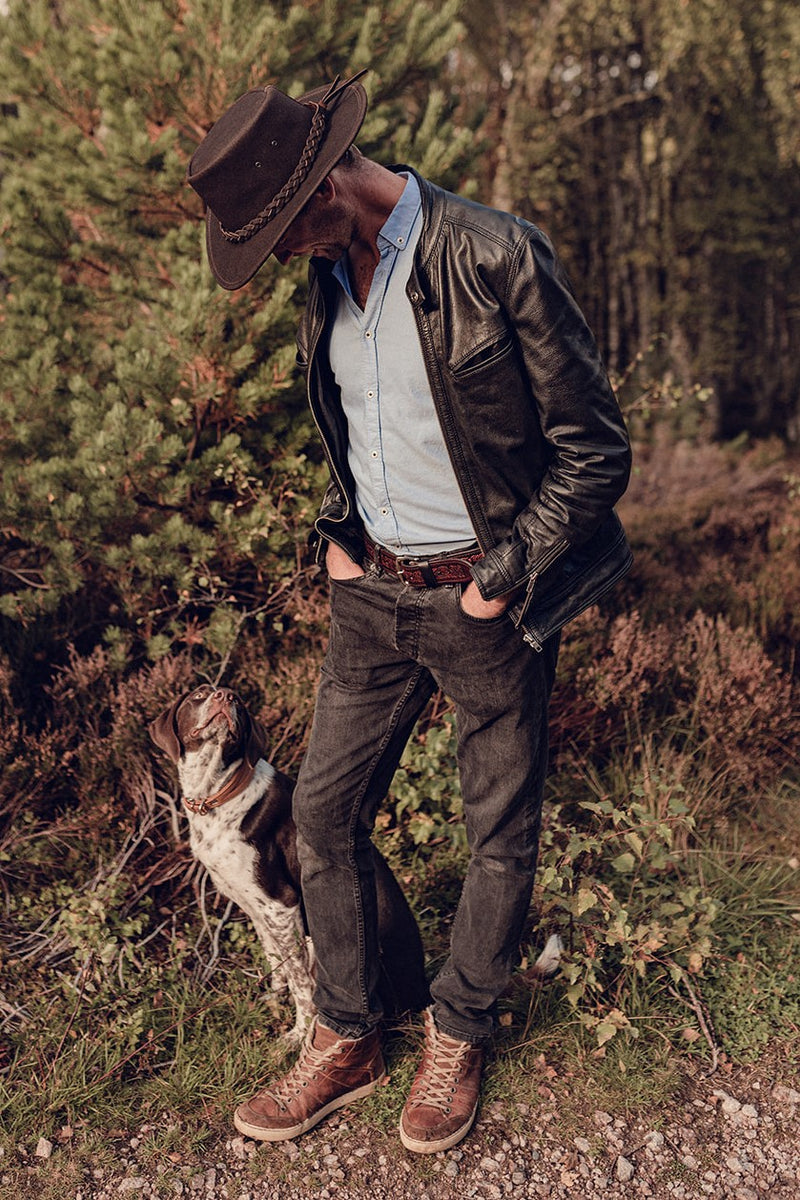 Leather panama hot sale hat
