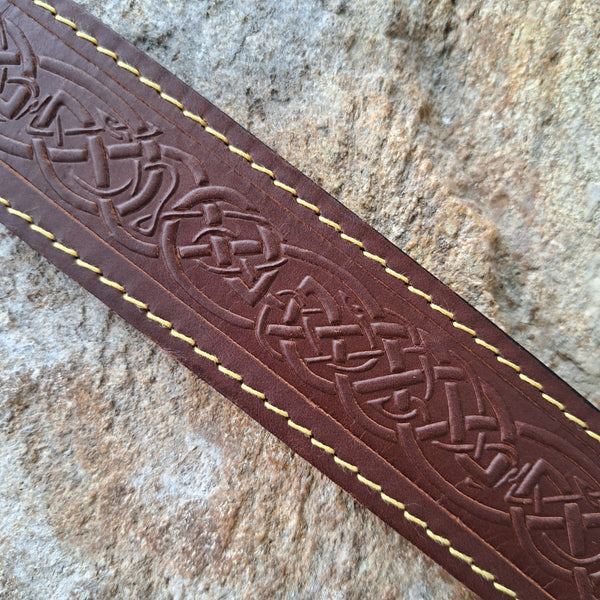 Celtic Brown wide with Yellow Stitching