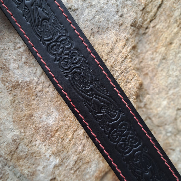Dragon Black Wide with Red Stitching