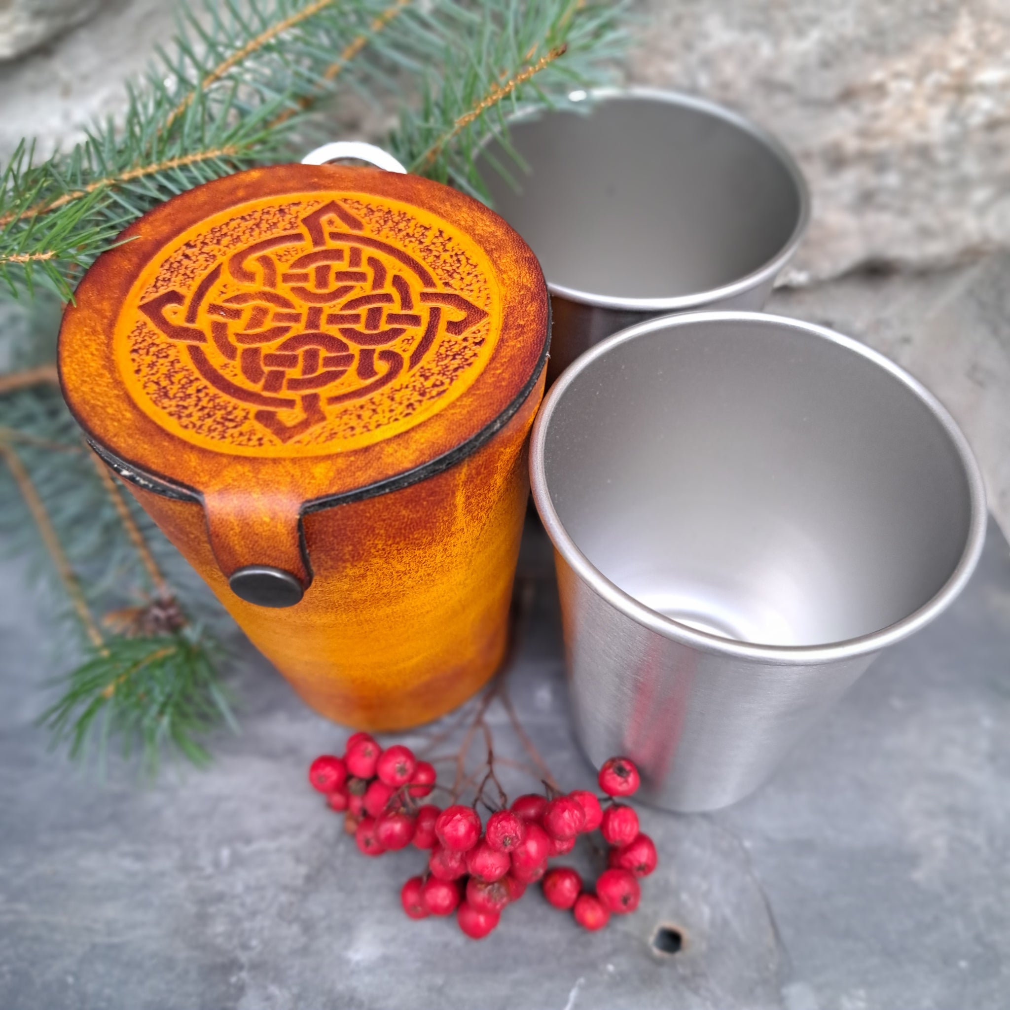 Leather Case and Cup Set