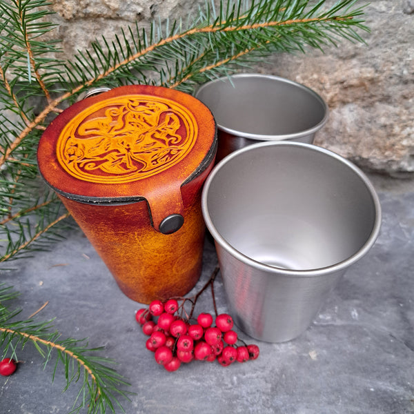 Leather Case and Cup Set