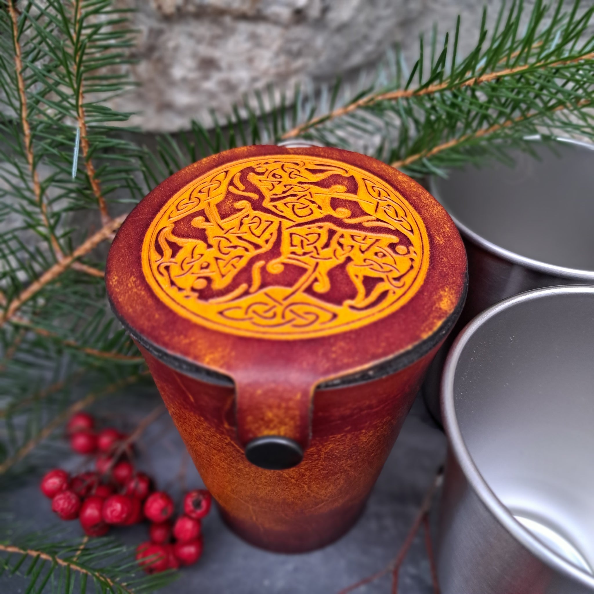 Leather Case and Cup Set