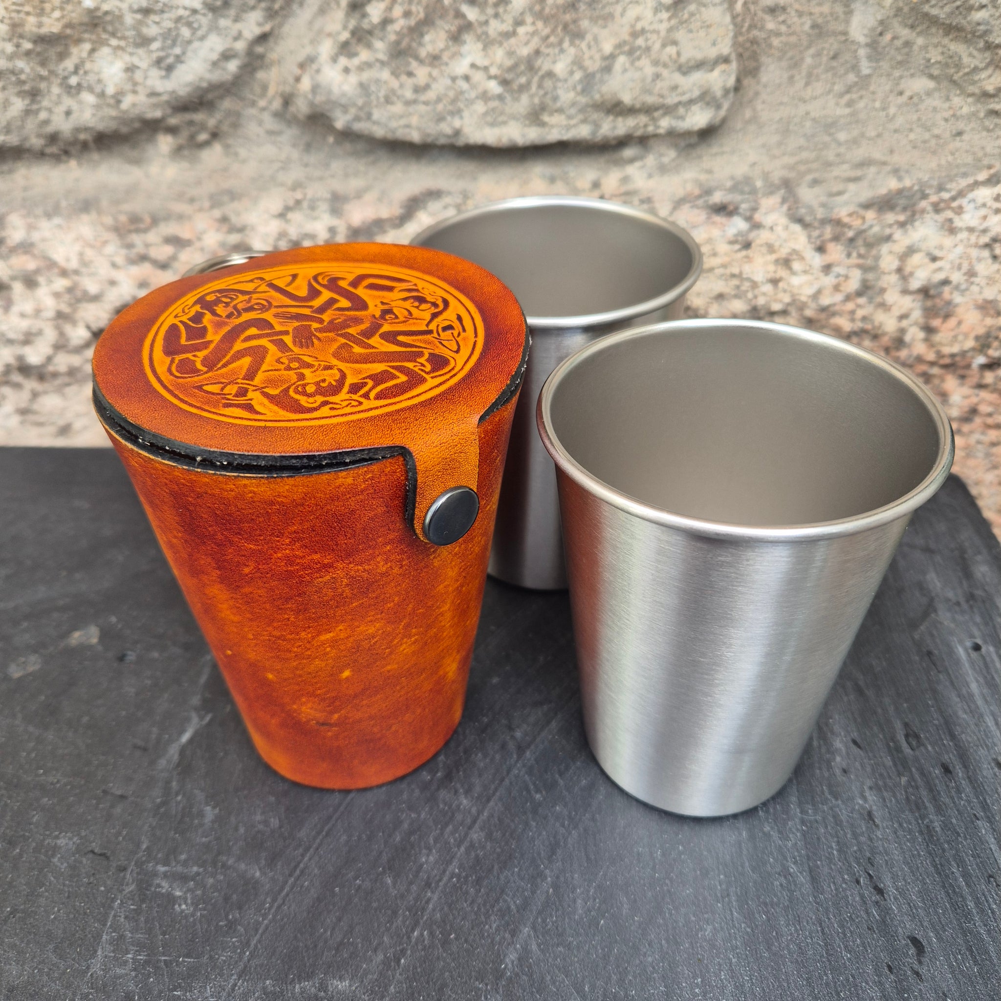 Leather Case and Cup Set