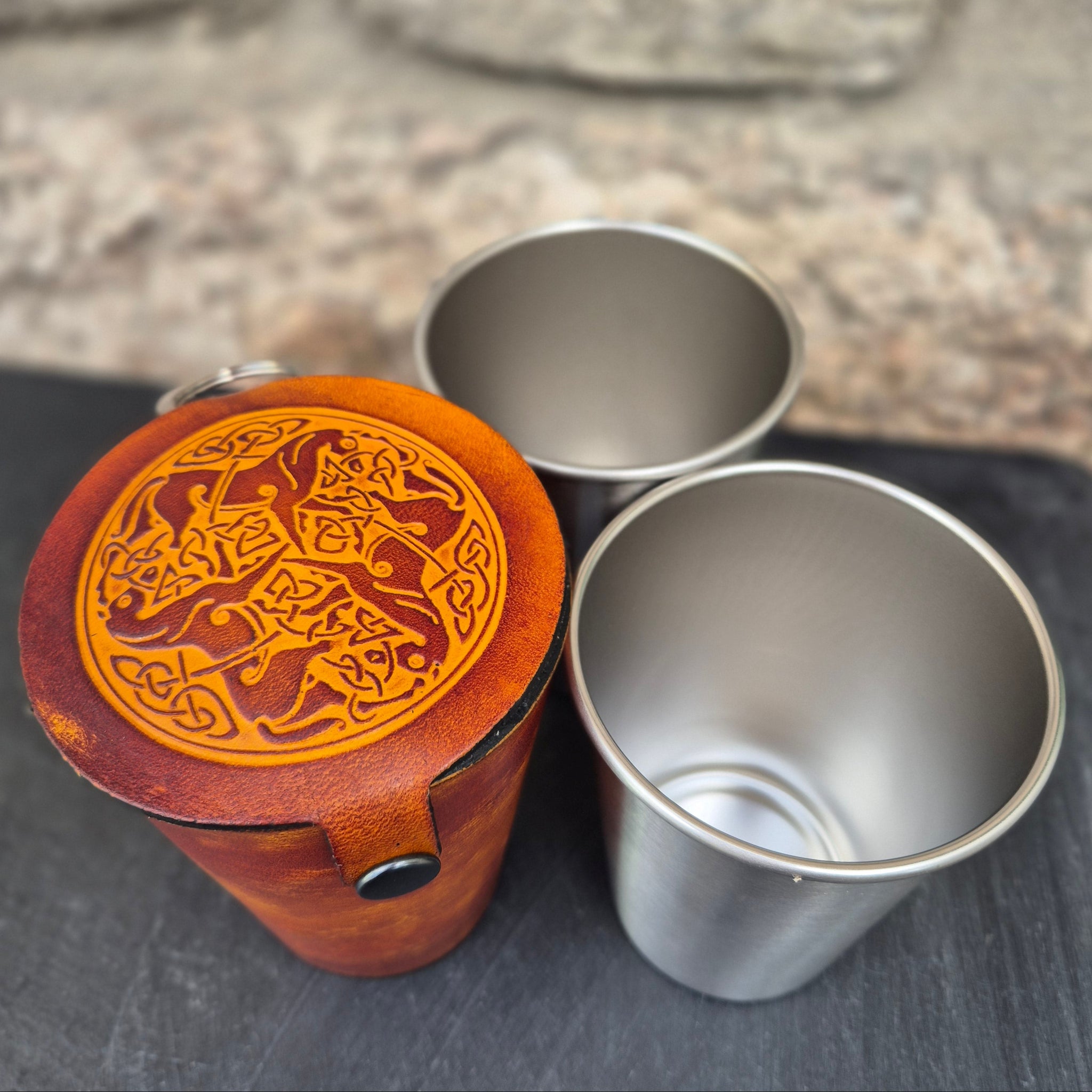 Leather Case and Cup Set