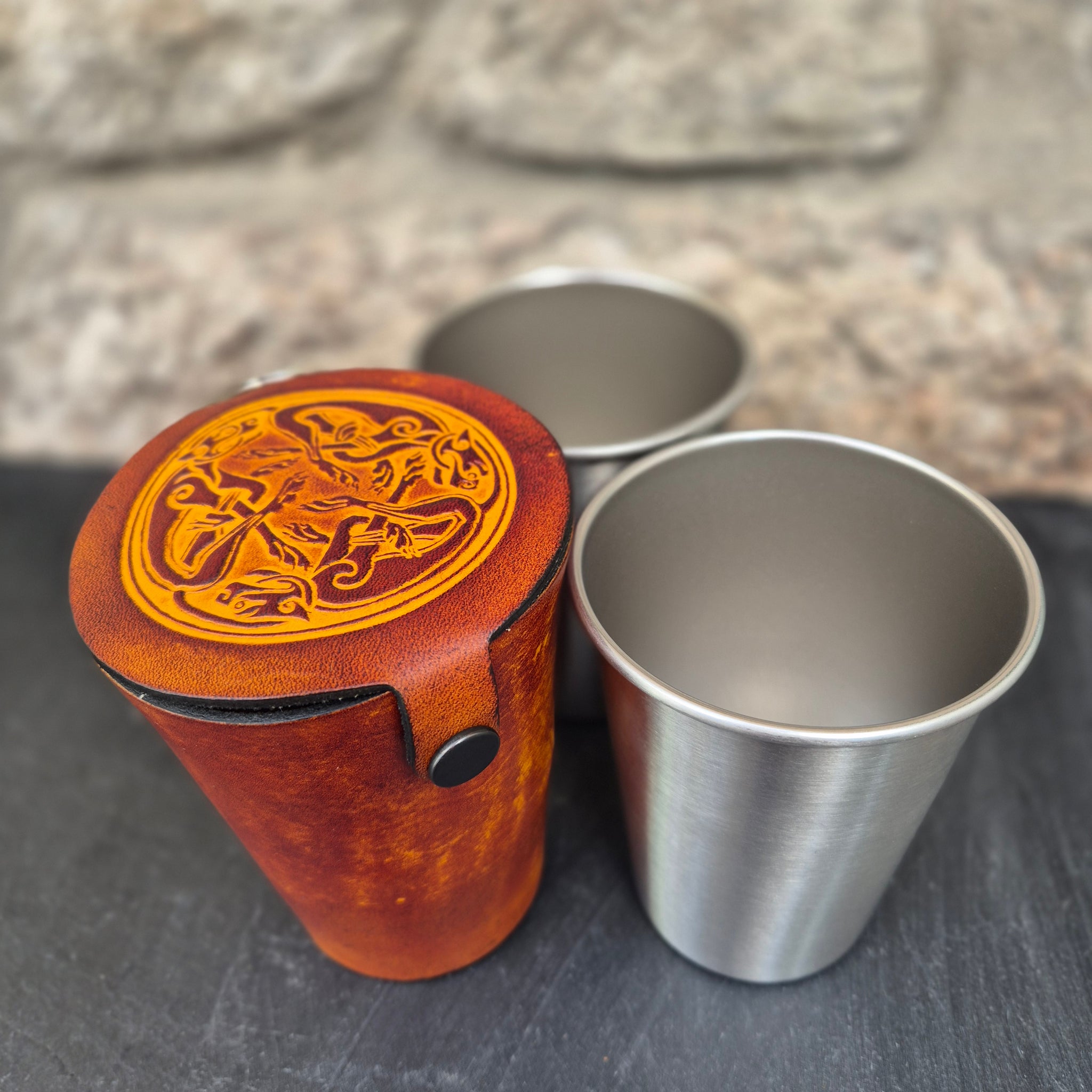 Leather Case and Cup Set