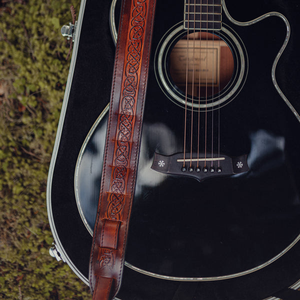 Celtic Guitar Strap - Mahogany
