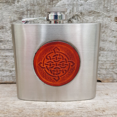 Hip Flask with Celtic Knot Detail in Tan