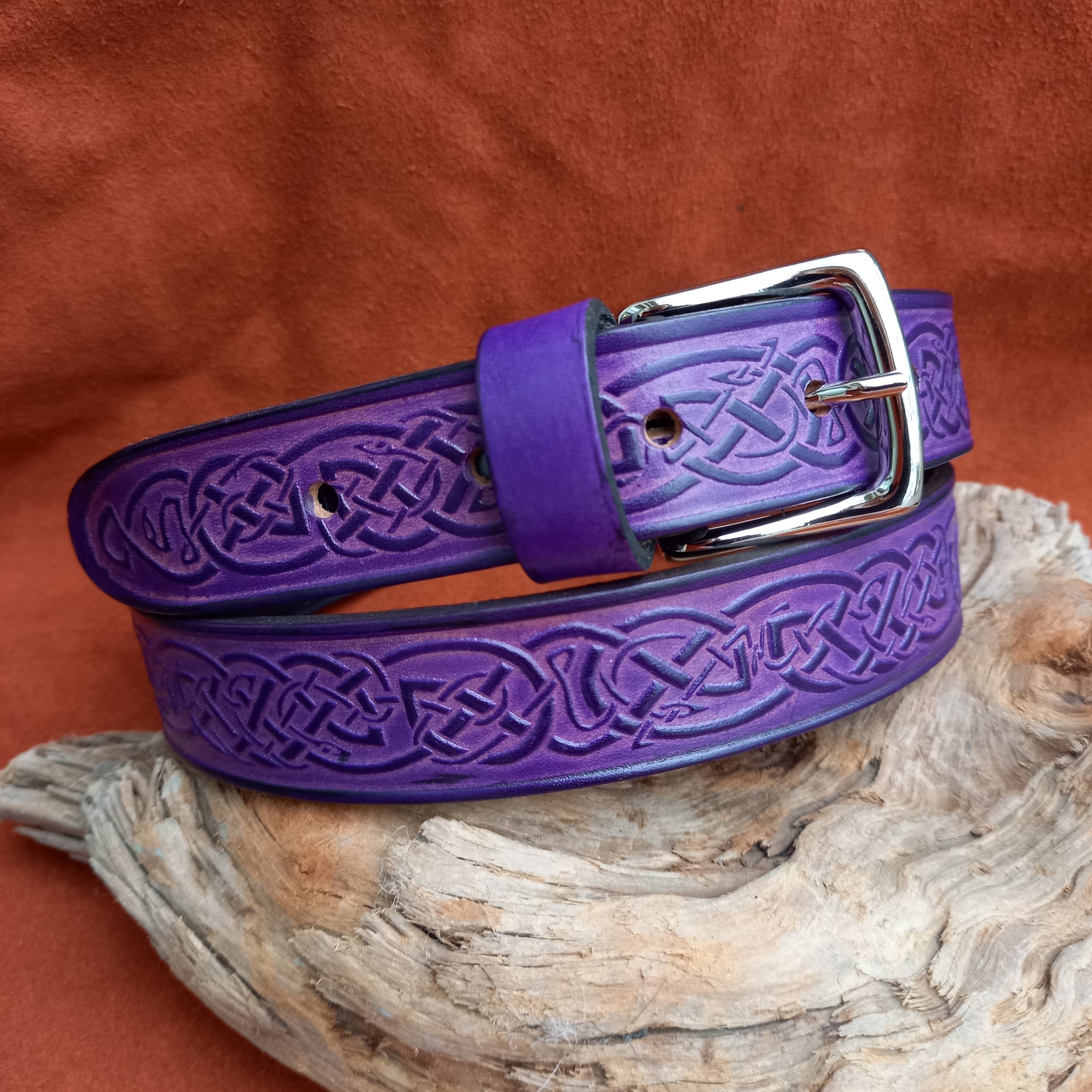 purple leather belt