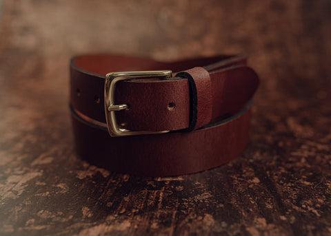 Handmade brown leather belt